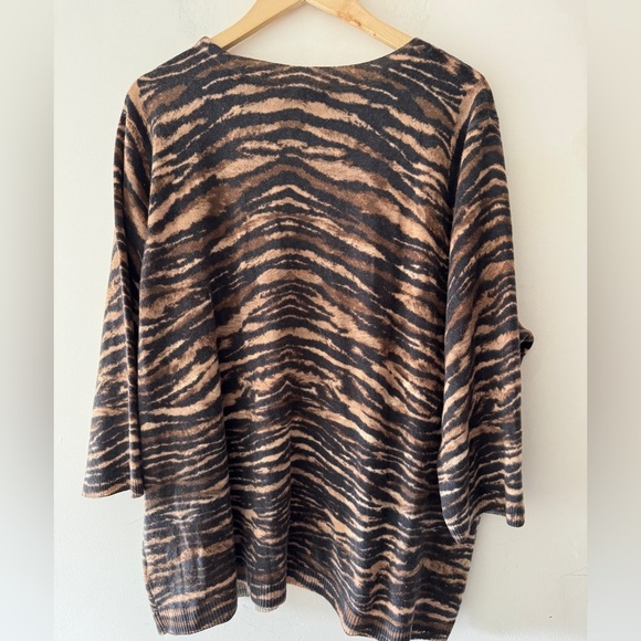 Talbots 100% Cashmere Audrey Animal Print Sweater 3X Plus Size - Picture 3 of 6